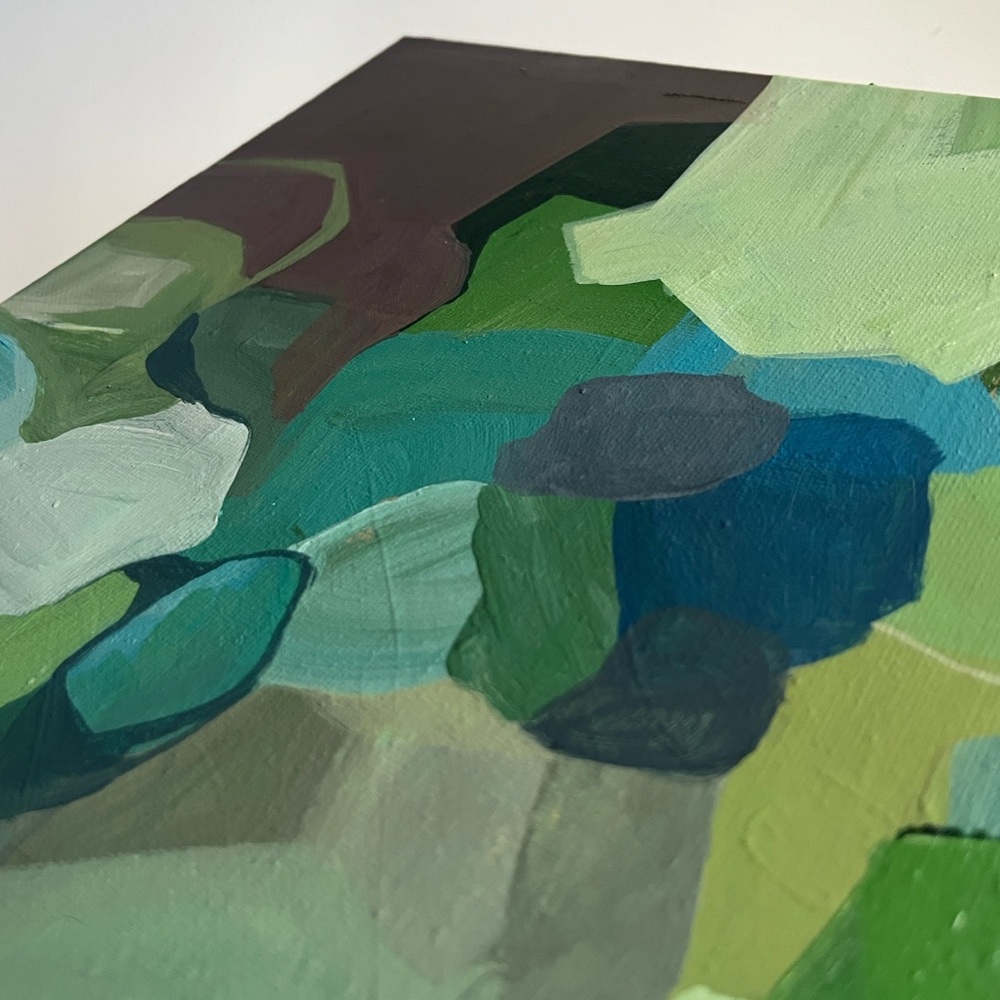 Handmade Green Abstract Acrylic Painting 11x14 Wall Art - Picture 3 of 4